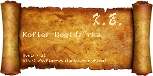 Kofler Boglárka névjegykártya